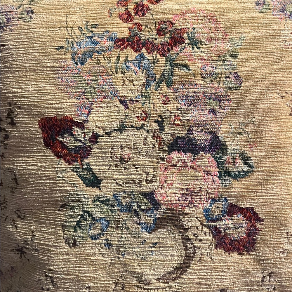 Vintage Floral Embroidered Yellow Accent Pillow